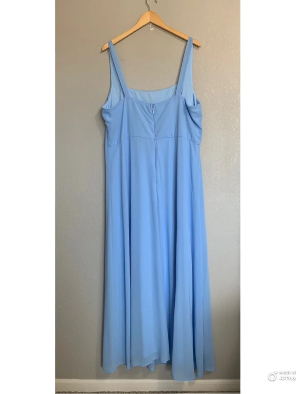 Lulu's Sky Blue Square Neck Maxi Dress with Front Slit